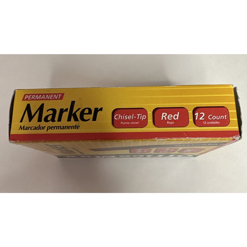 Rare OficeMax Permanent Red Marker Chisel-Tip 12 Count‎ OM97552 Sealed Box 2005 - Picture 6 of 6